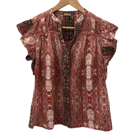 Good Hart‎ The Style Charm Medallion Print Short Sleeve Top Multi Size Medium - Picture 3 of 11